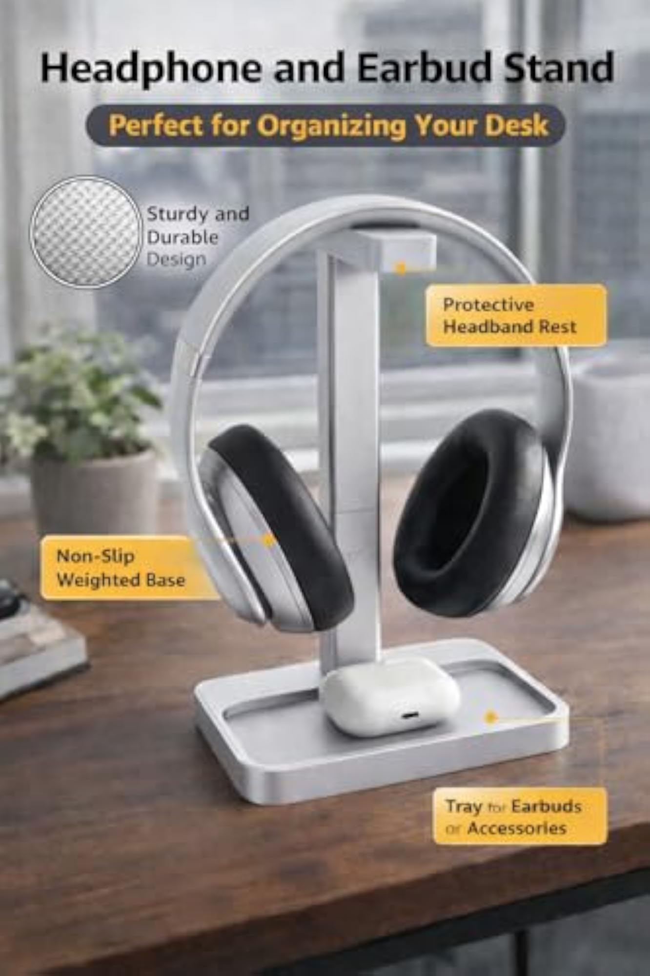 Headphone Stand with Storage Tray